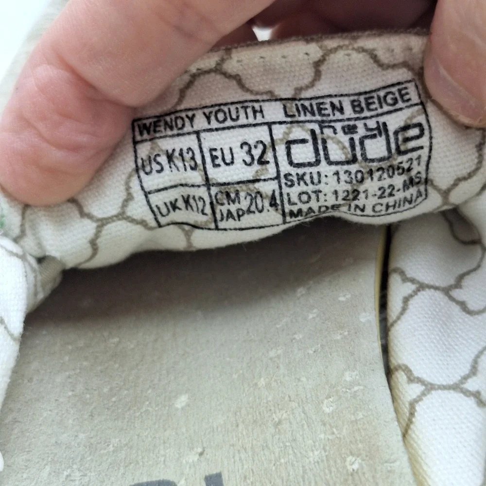 Cottagecore Boho Bohemian Hey Dude Linen Beige K13 Slip On Wendy Youth Kids